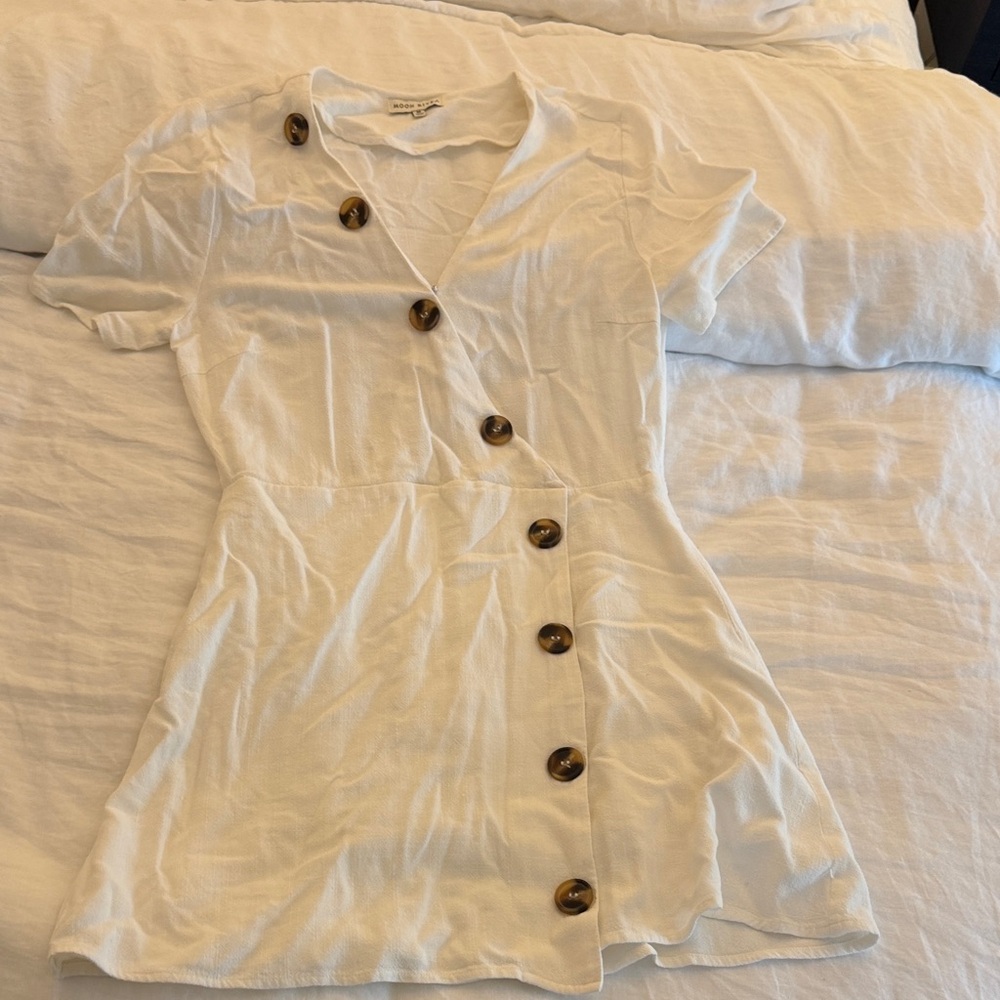 White Button-Down Mini Dress